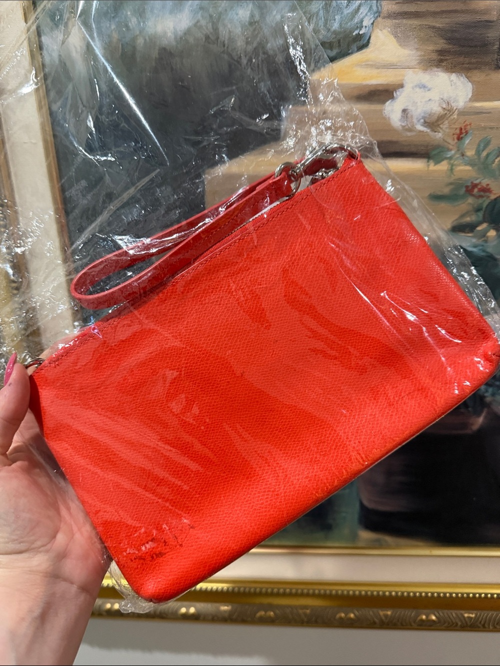 Coach F52598 Leather Pop Pouch Wristlet Clutch Coral NWT - Picture 10 of 10